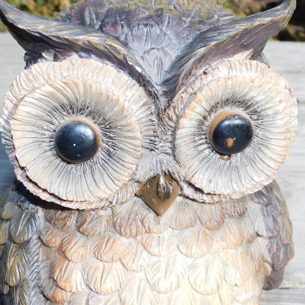 OWL 10 IN FIGURINE WOODSY RUSTIC DECOR * - Picture 3 of 10